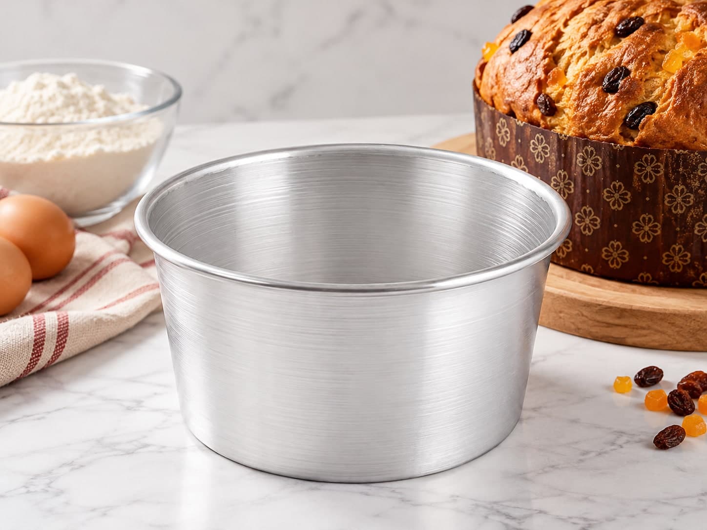 Stampo per Panettone Habi Pasticceria in Alluminio Ø 20 cm x H 12 cm - Stampo Rotondo per Dolci da Forno, Panettoni e Preparazioni di Pasticceria Habi - 2