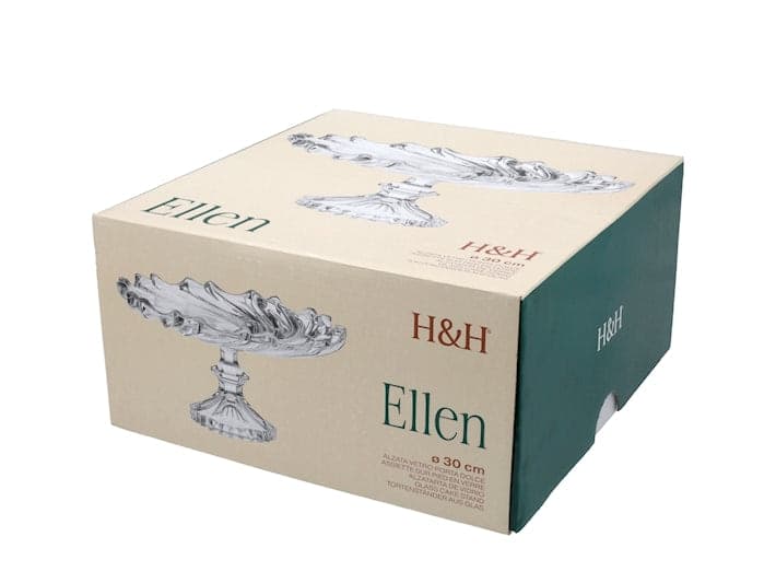 Alzata Ellen in Vetro con Coperchio 30 x 14,5 cm - Porta Dolci e Torte, Centrotavola Decorativo Elegante per Tavola, Buffet e Pasticceria H&H - 2