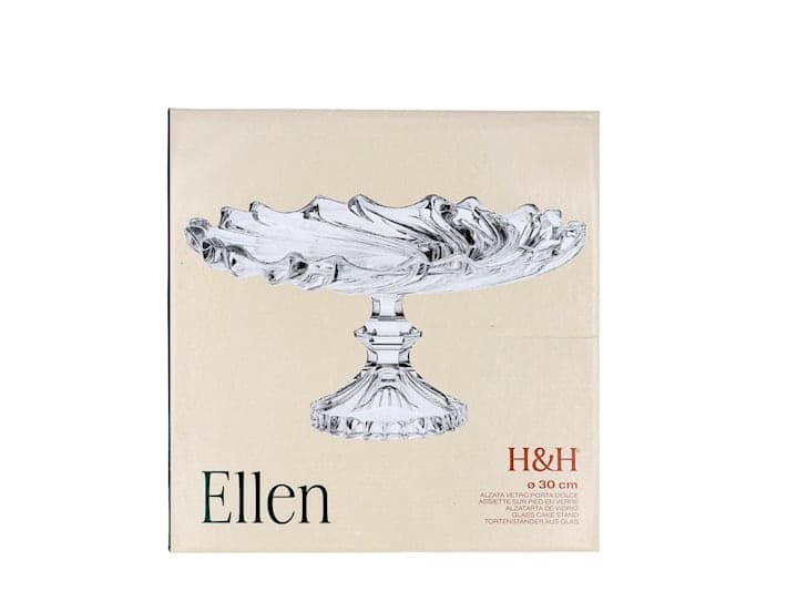 Alzata Ellen in Vetro con Coperchio 30 x 14,5 cm - Porta Dolci e Torte, Centrotavola Decorativo Elegante per Tavola, Buffet e Pasticceria H&H - 3