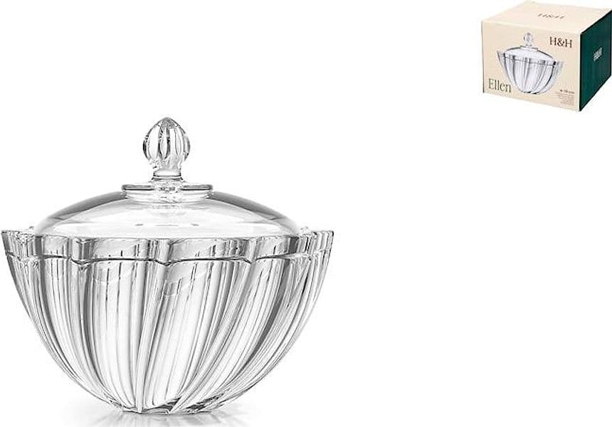 Scatola Decorativa Ellen in Vetro 19 x 17,5 cm - Contenitore Elegante Portaoggetti per Casa, Soggiorno e Complemento d'Arredo H&H - 2