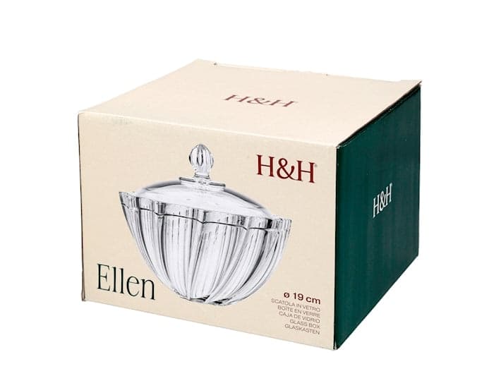 Scatola Decorativa Ellen in Vetro 19 x 17,5 cm - Contenitore Elegante Portaoggetti per Casa, Soggiorno e Complemento d'Arredo H&H - 3