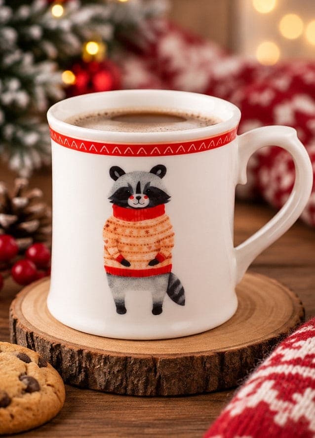 Mug NBC Winter Procione 350 ml in Ceramica Bianca con Decorazione Invernale, Maglione Natalizio, Idea Regalo H&H - 3