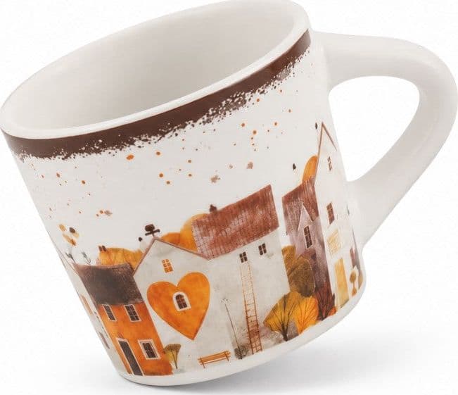 Set 6 Tazzine da Caffè NBC Holiday Story Casette 90 ml in Ceramica Bianca con Decorazione Paesaggio Invernale e Cuore, Idea Regalo Natalizia H&H - 3