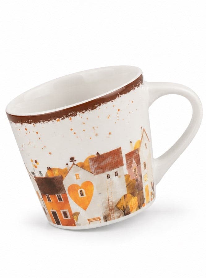 Tazza Jumbo NBC Holiday Story Casette 420 ml in Ceramica Bianca con Decorazione Borgo e Cuore, Design Invernale, Idea Regalo Natalizia H&H - 3