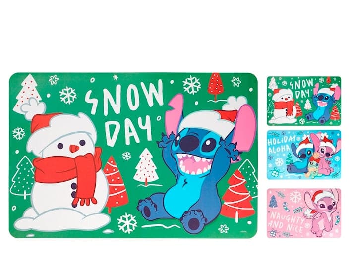 Tovaglietta Natalizia Stitch & Angel Home in rombo Azzurra 45x30 cm in Polipropilene, Tovaglietta Americana con Decorazioni Xmas per Colazione e Pranzo - 2