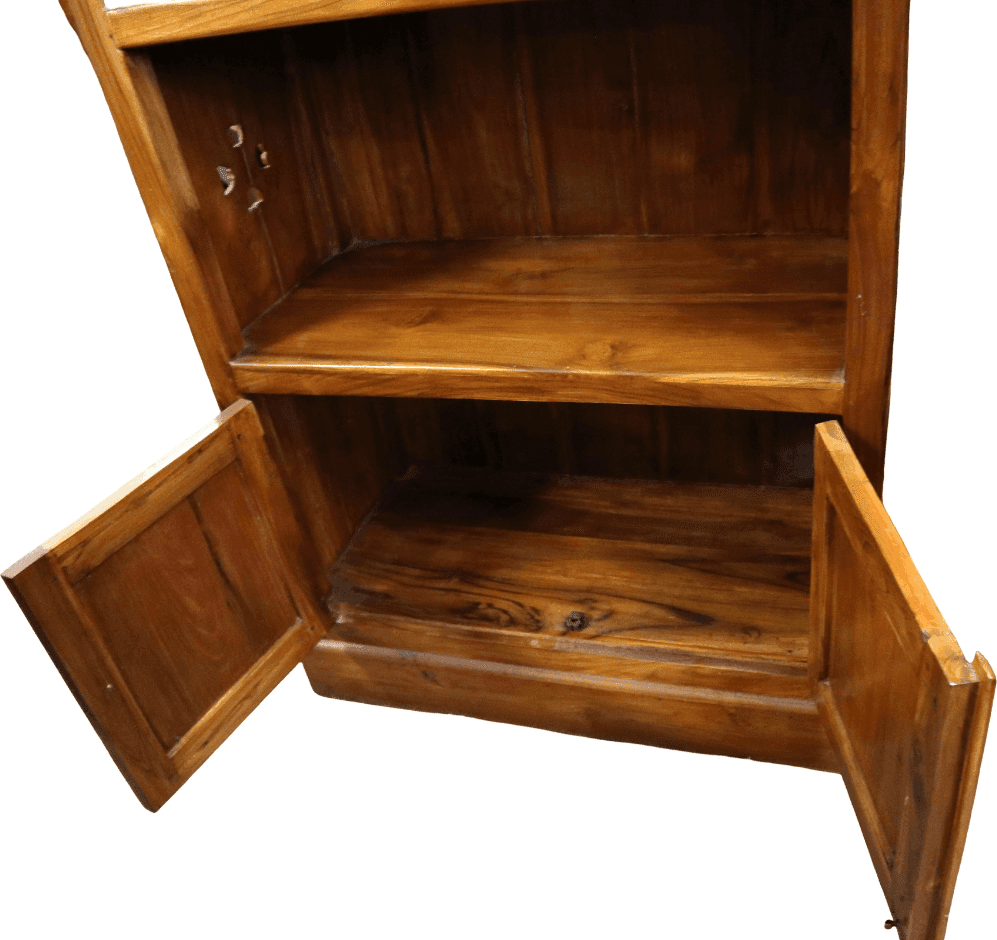 Libreria Etnica in Teak Massello con Intarsi Floreali Scolpiti a Mano – 87x41x180 cm - 11