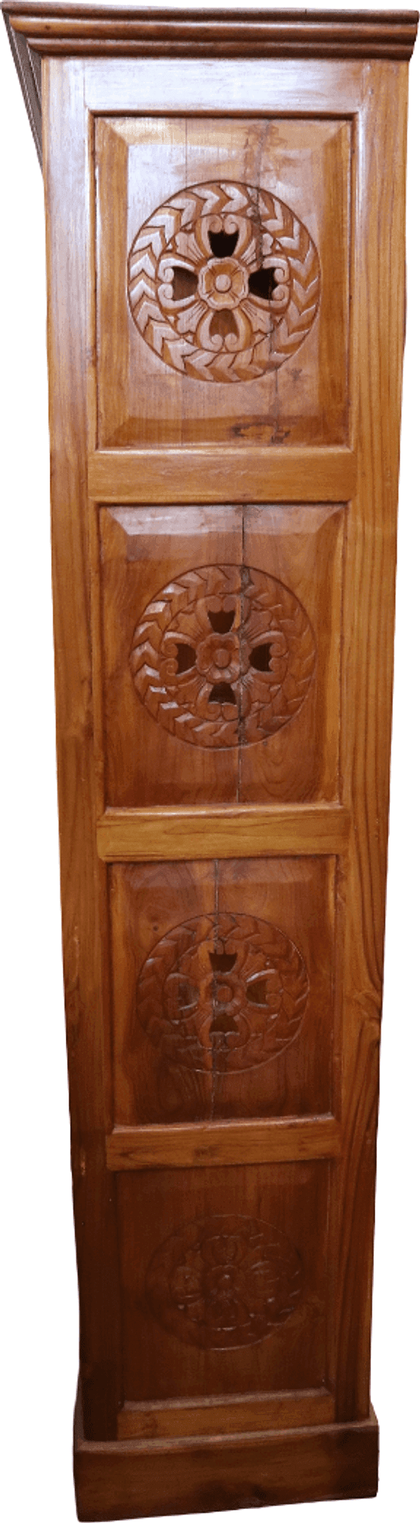 Libreria Etnica in Teak Massello con Intarsi Floreali Scolpiti a Mano – 87x41x180 cm - 12