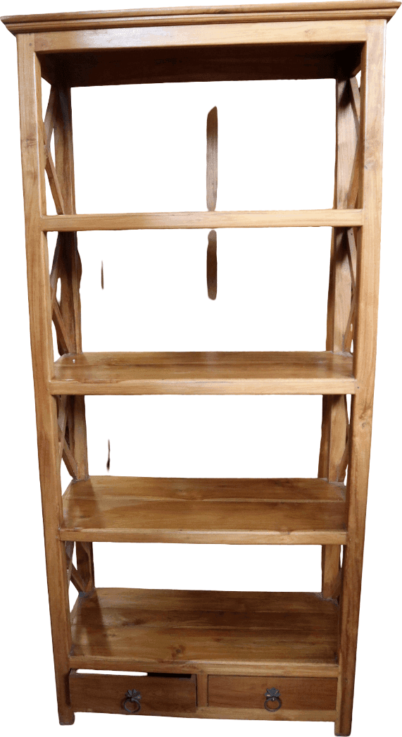 Libreria in Teak Massello 80x40x180 cm con Fianchi Incrociati - 2
