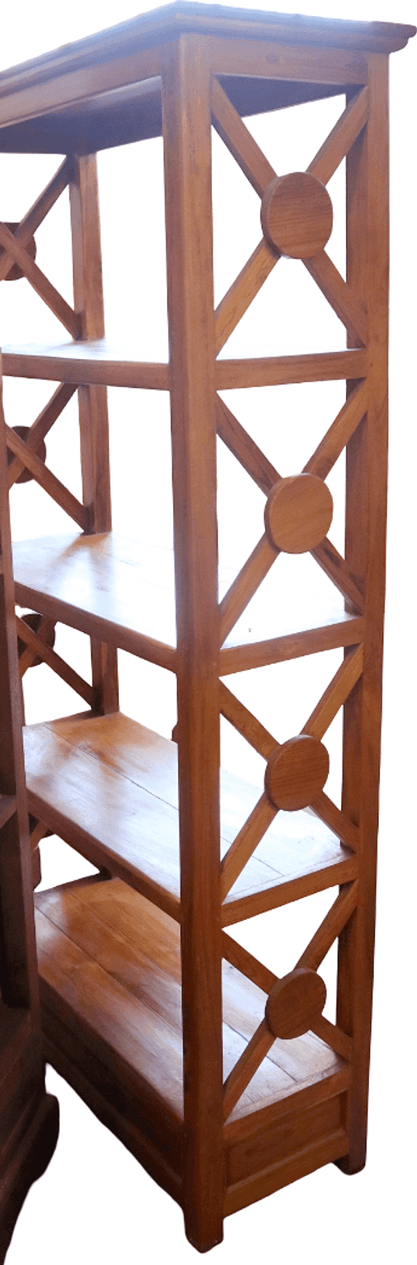 Libreria in Teak Massello 80x40x180 cm con Fianchi Incrociati - 11