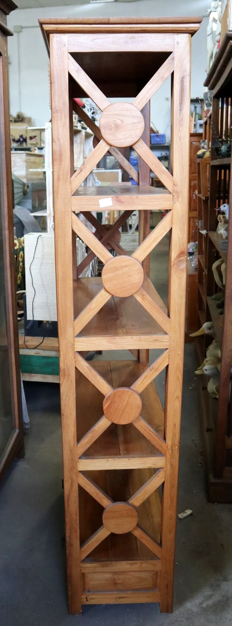 Libreria in Teak Massello 80x40x180 cm con Fianchi Incrociati - 12