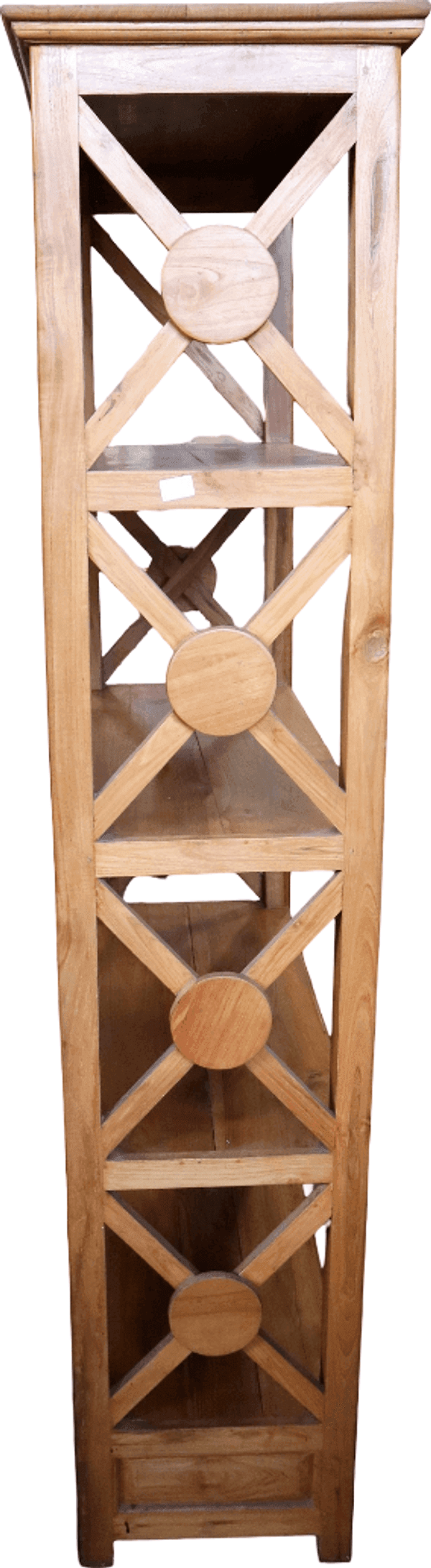 Libreria in Teak Massello 80x40x180 cm con Fianchi Incrociati - 13