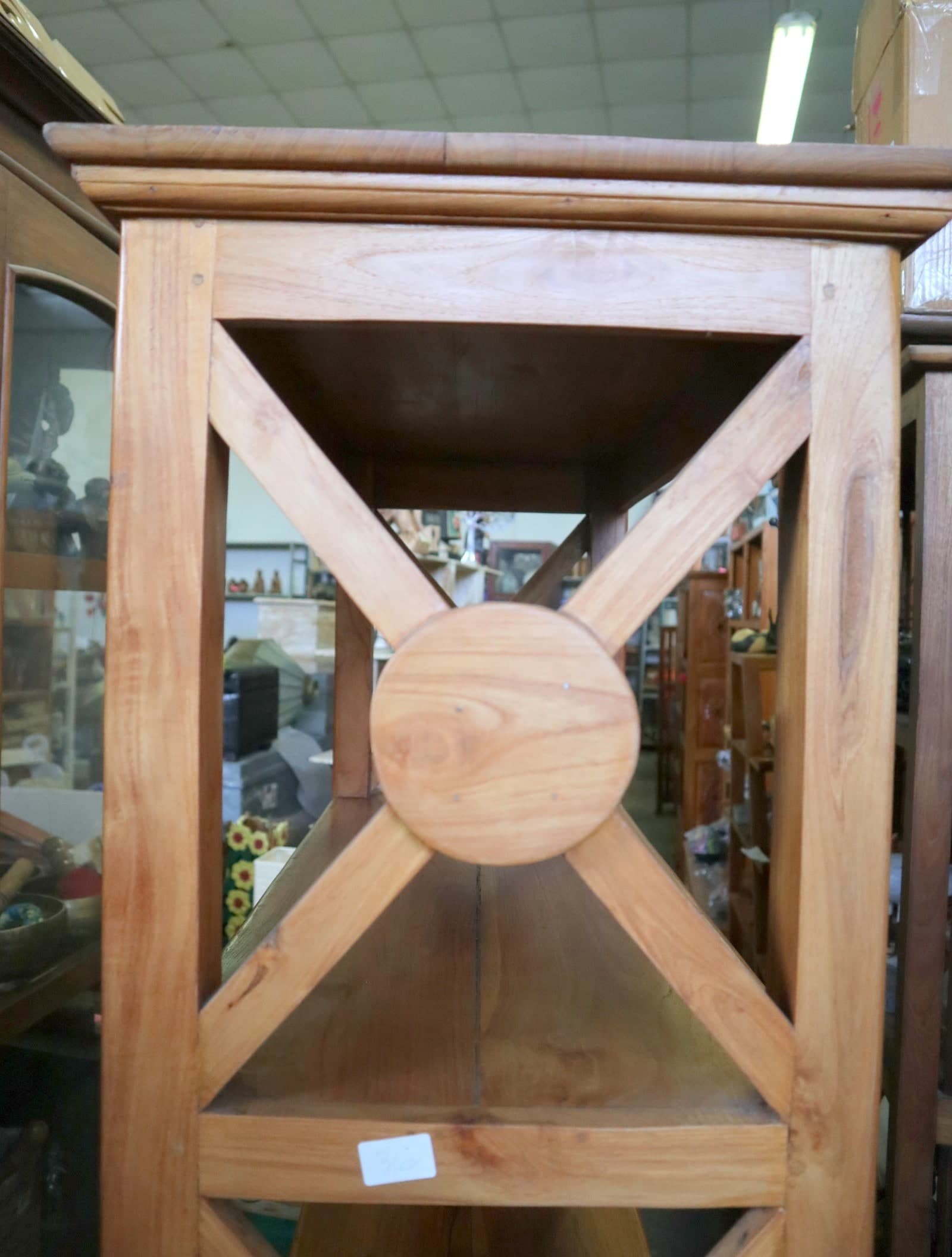 Libreria in Teak Massello 80x40x180 cm con Fianchi Incrociati - 14