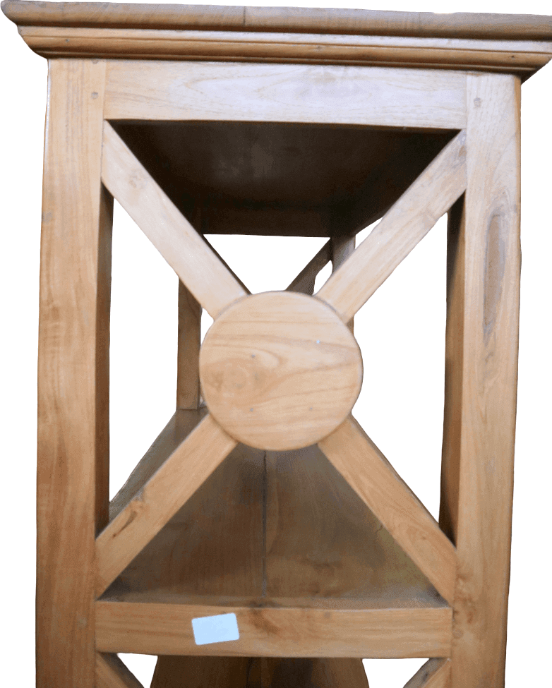 Libreria in Teak Massello 80x40x180 cm con Fianchi Incrociati - 15