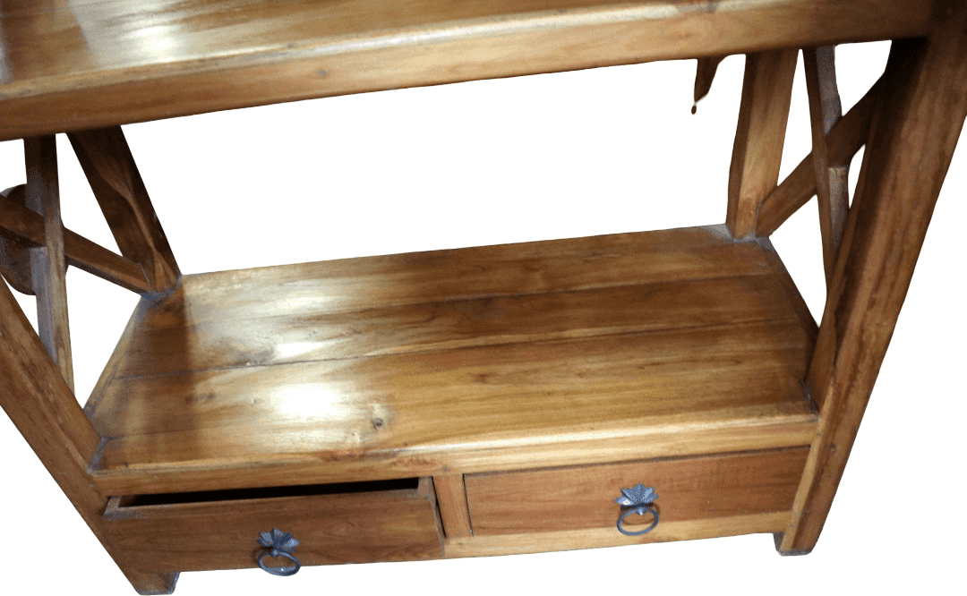 Libreria in Teak Massello 80x40x180 cm con Fianchi Incrociati - 9