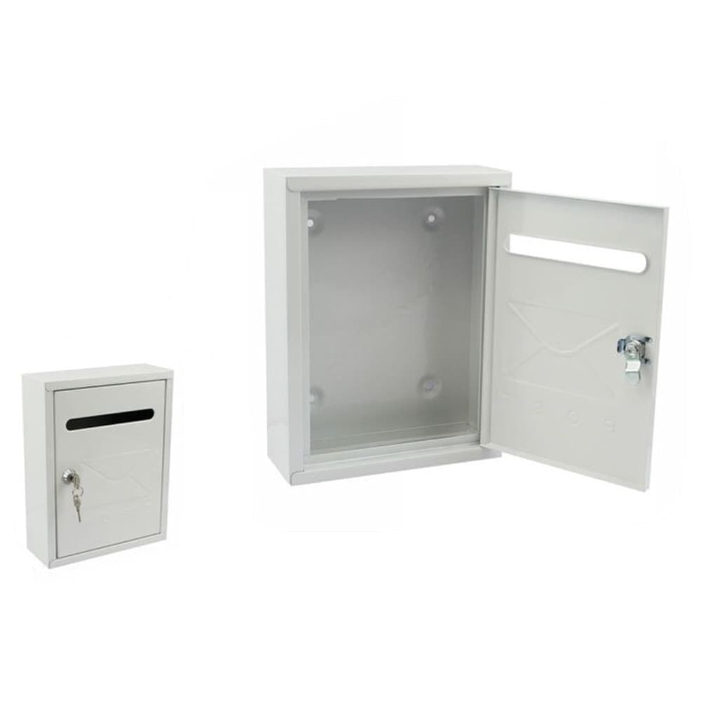 CASSETTA DELLA POSTA POSTALE BOX LETTERE IN METALLO DA ESTERNO BIANCA 26X20X7,5CM 64913 - 1