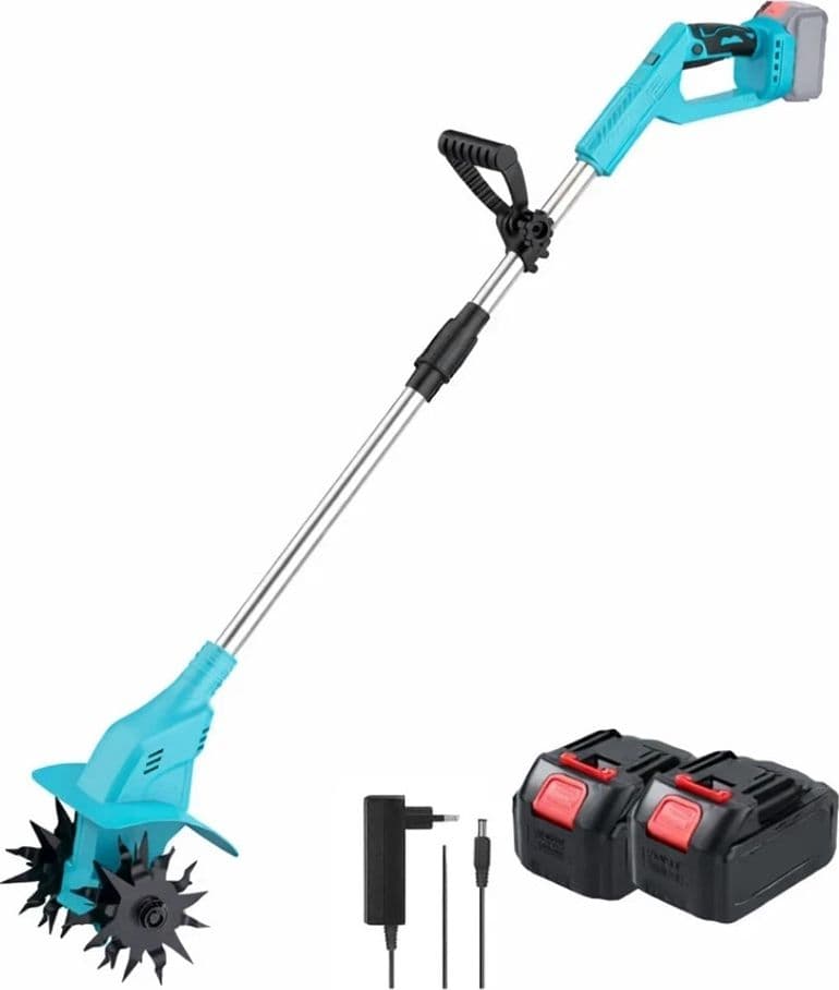 MOTOZAPPA ZAPPA ELETTRICA CON 2 BATTERIA DA 48 V ZAPPETTA DA GIARDINO PORTATILE ASTA