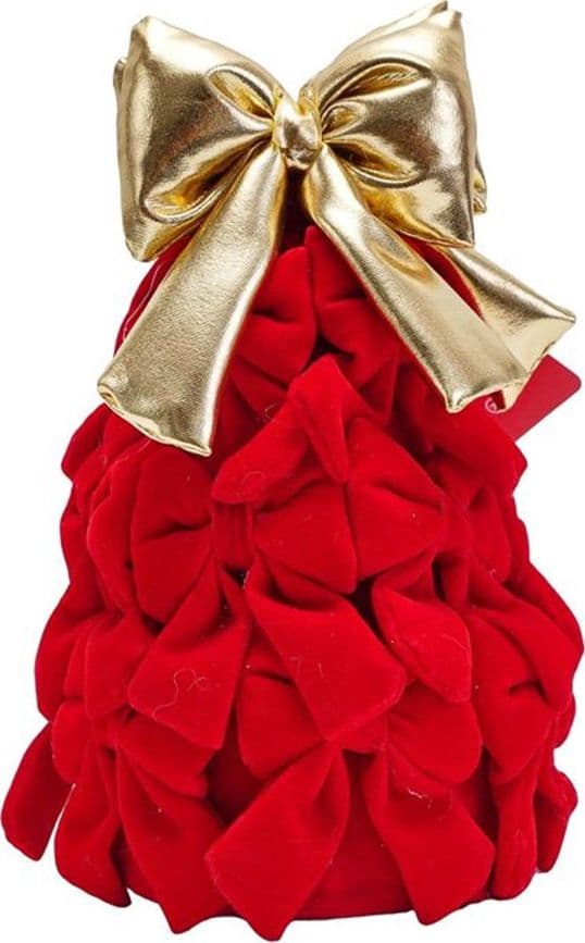 ALBERO DI NATALE DI FIOCCHI DA 18CM CON FIOCCO DORATO ADDOBBO DECORAZIONE NATALIZIA FESTE - 3