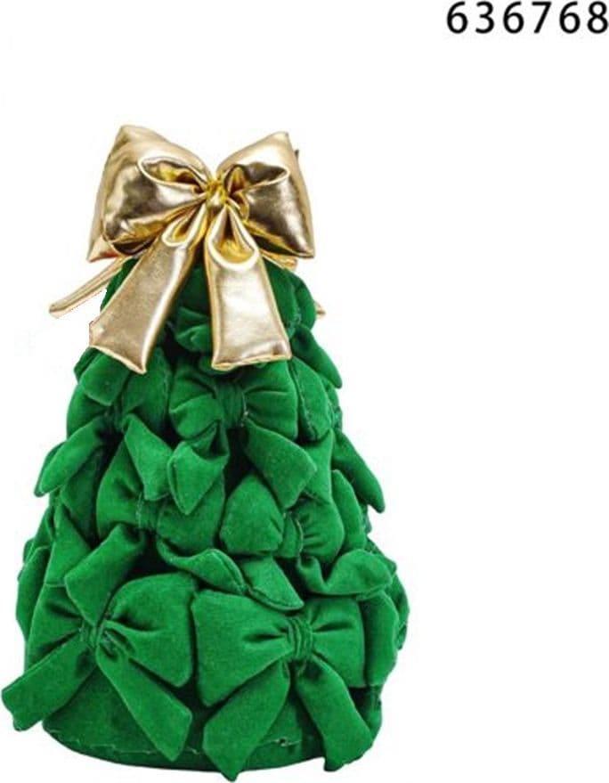 ALBERO DI NATALE DI FIOCCHI DA 22CM CON FIOCCO DORATO ADDOBBO DECORAZIONE NATALIZIA FESTE - 8