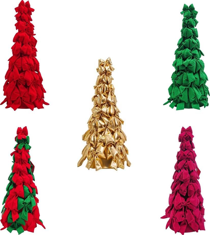 ALBERO DI NATALE DI FIOCCHI DECORATIVO 65CM ORNAMENTO NATALIZIO DA APPOGGIO AUTOPORTANTE
