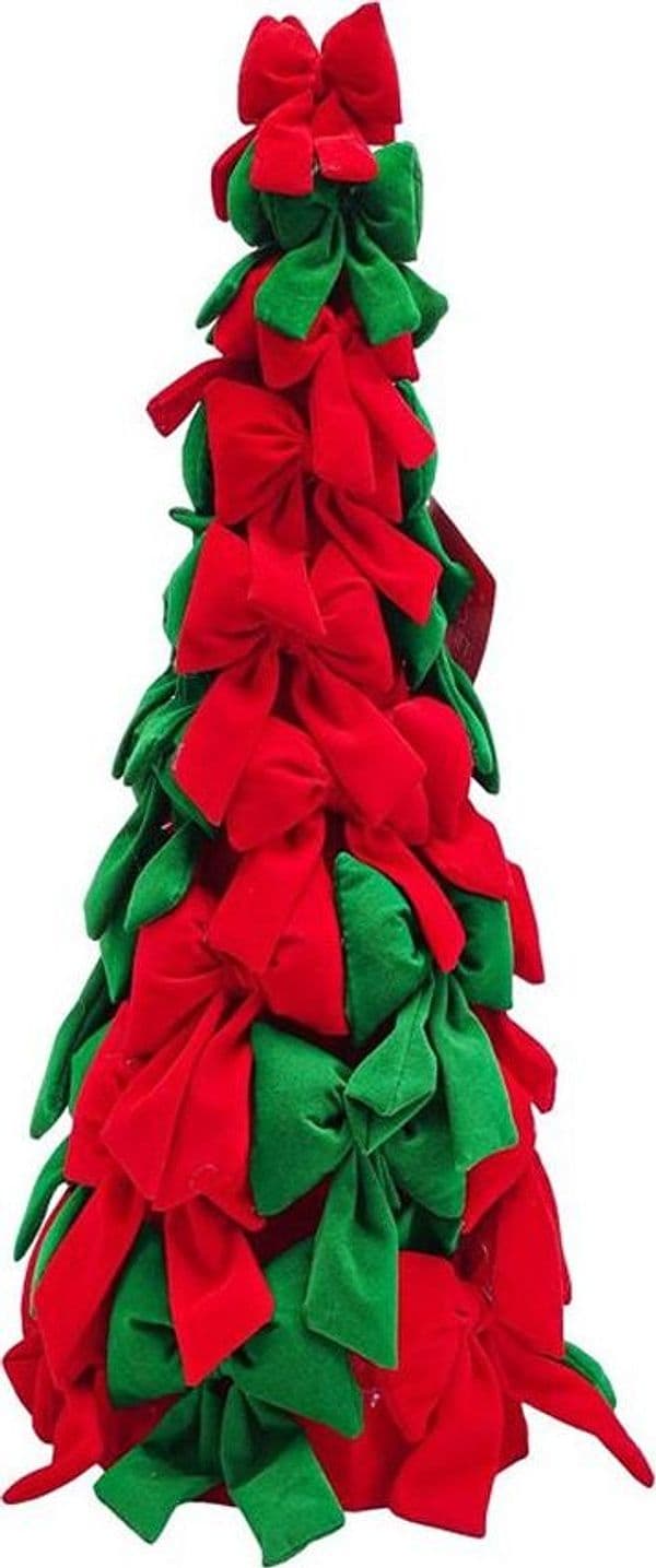 ALBERO DI NATALE DI FIOCCHI DECORATIVO 65CM ORNAMENTO NATALIZIO DA APPOGGIO AUTOPORTANTE - 11
