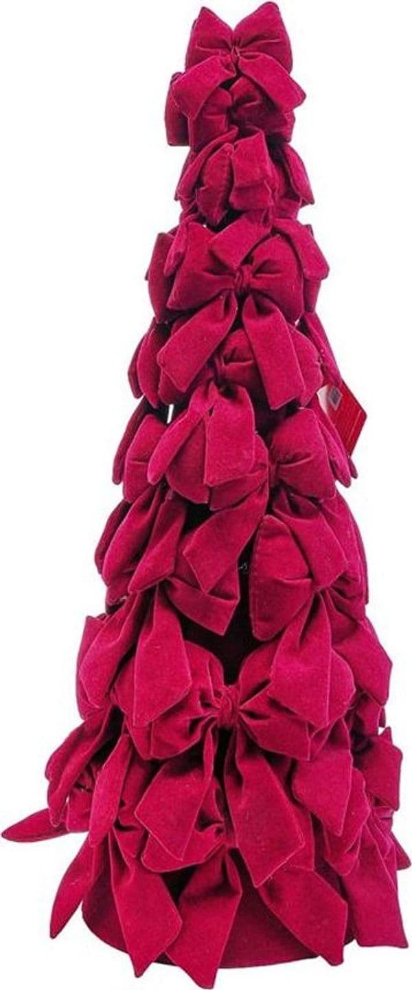 ALBERO DI NATALE DI FIOCCHI DECORATIVO 65CM ORNAMENTO NATALIZIO DA APPOGGIO AUTOPORTANTE - 3