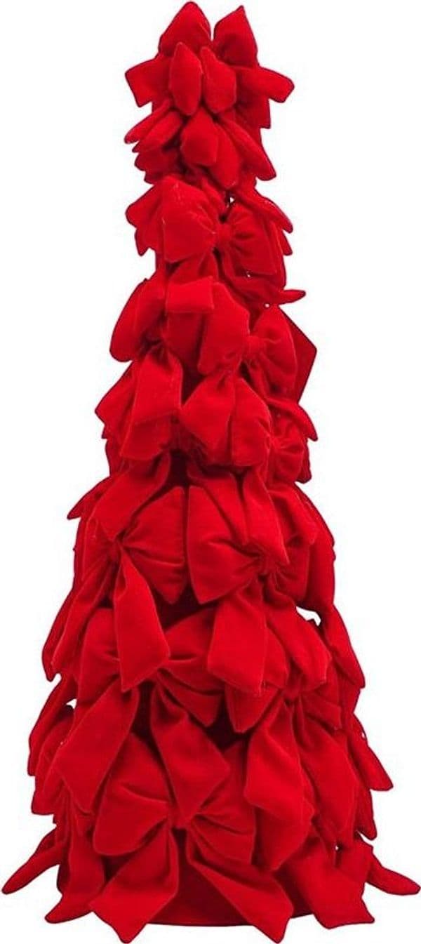 ALBERO DI NATALE DI FIOCCHI DECORATIVO 65CM ORNAMENTO NATALIZIO DA APPOGGIO AUTOPORTANTE - 5