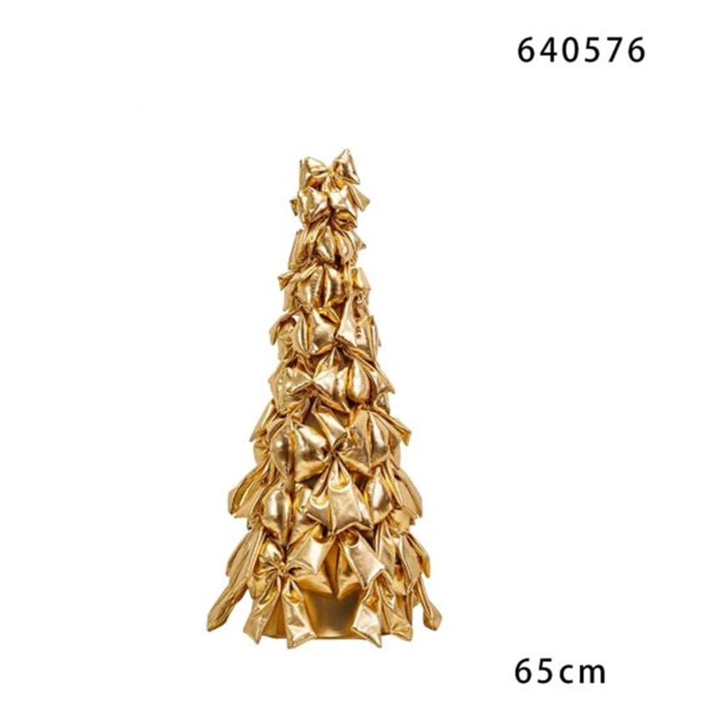 ALBERO DI NATALE DI FIOCCHI DECORATIVO 65CM ORNAMENTO NATALIZIO DA APPOGGIO AUTOPORTANTE - 6