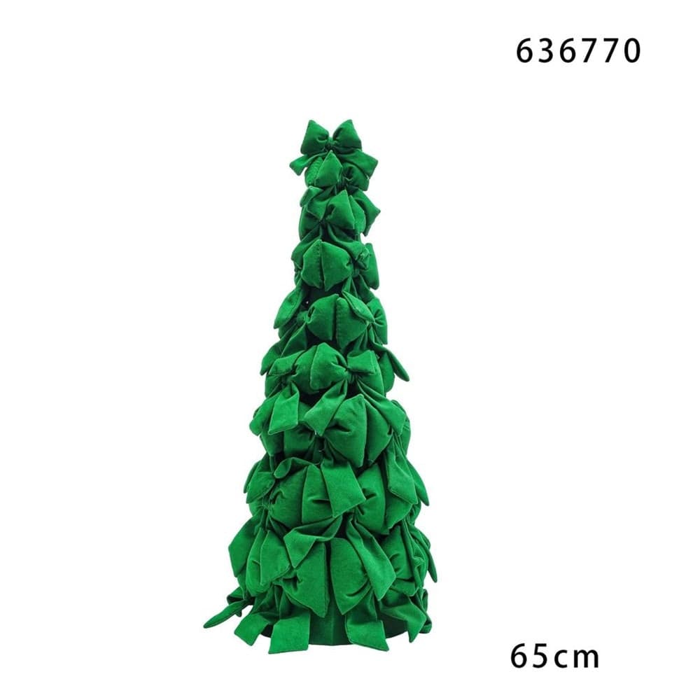 ALBERO DI NATALE DI FIOCCHI DECORATIVO 65CM ORNAMENTO NATALIZIO DA APPOGGIO AUTOPORTANTE - 8