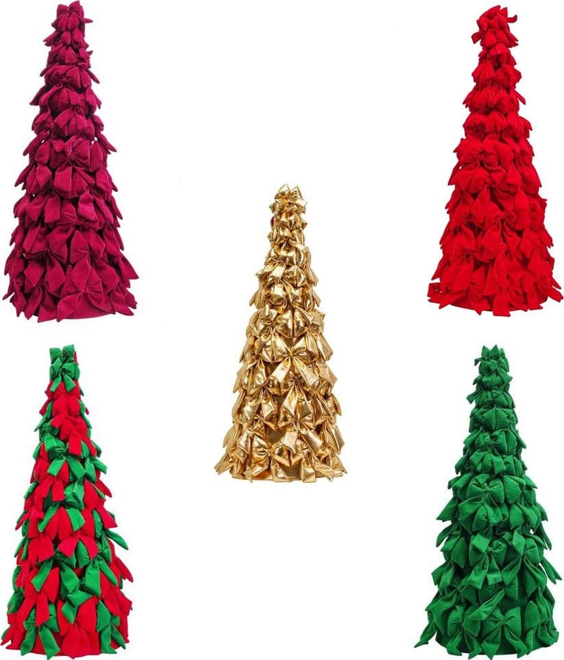 ALBERO DI NATALE DI FIOCCHI DECORATIVO 85CM ORNAMENTO NATALIZIO DA APPOGGIO AUTOPORTANTE - 1