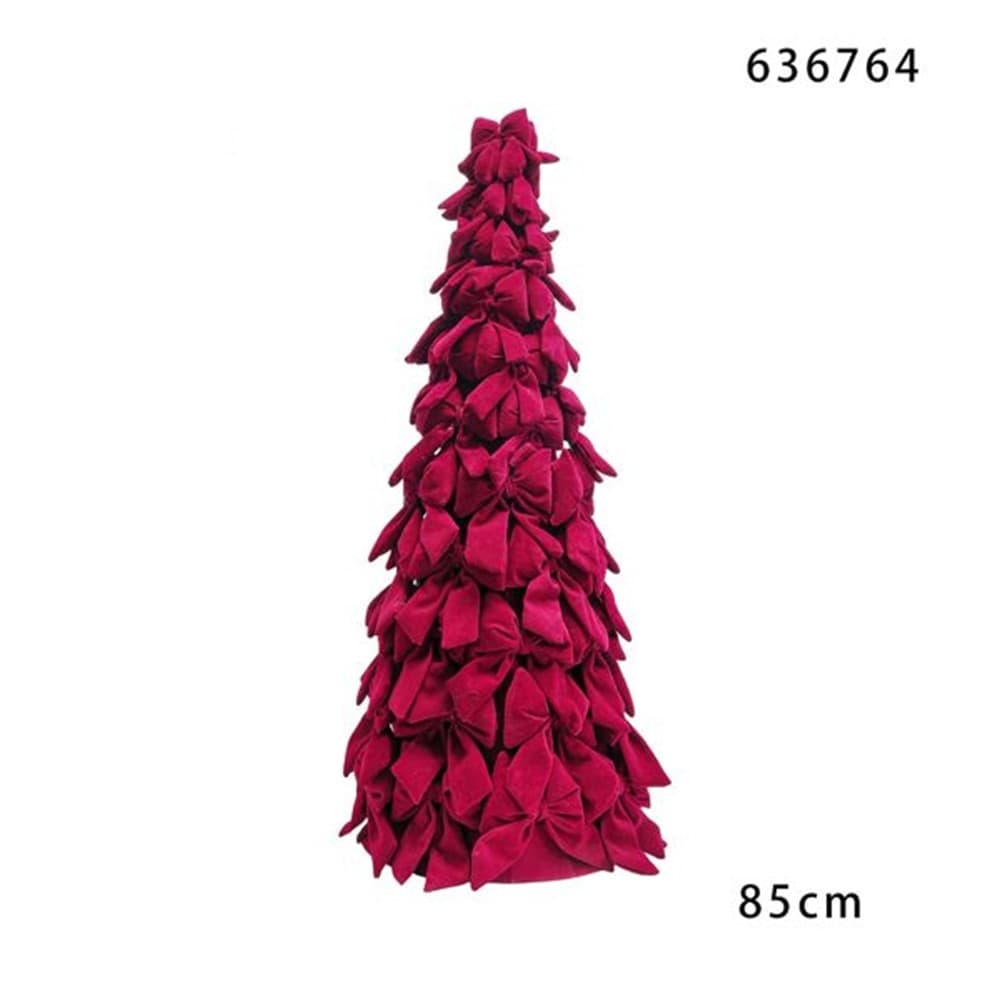ALBERO DI NATALE DI FIOCCHI DECORATIVO 85CM ORNAMENTO NATALIZIO DA APPOGGIO AUTOPORTANTE - 2