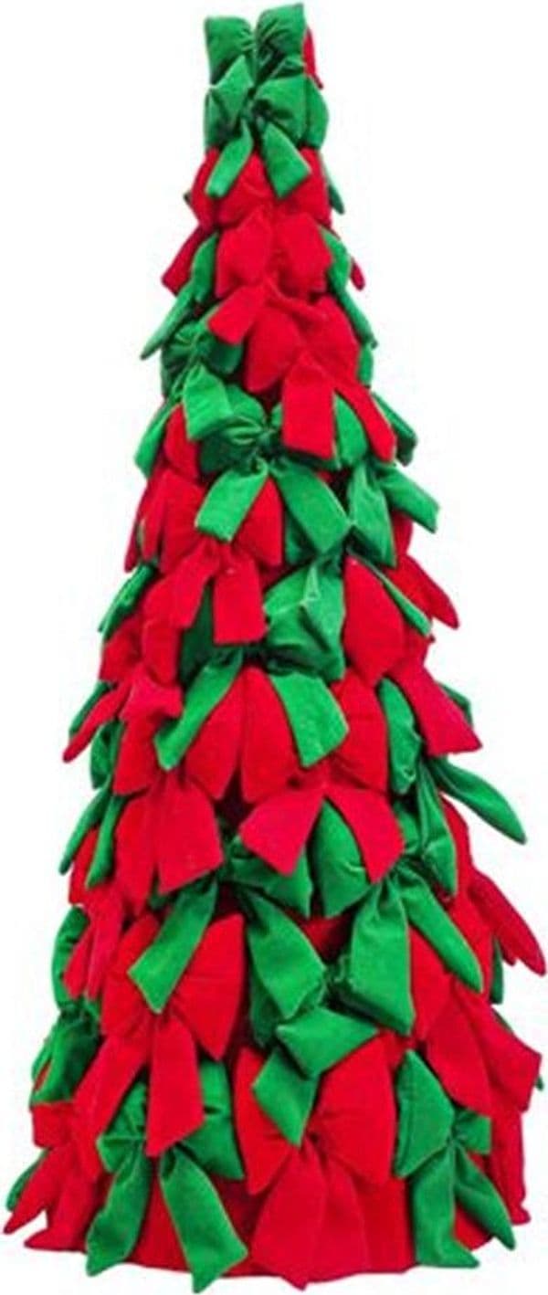 ALBERO DI NATALE DI FIOCCHI DECORATIVO 85CM ORNAMENTO NATALIZIO DA APPOGGIO AUTOPORTANTE - 11