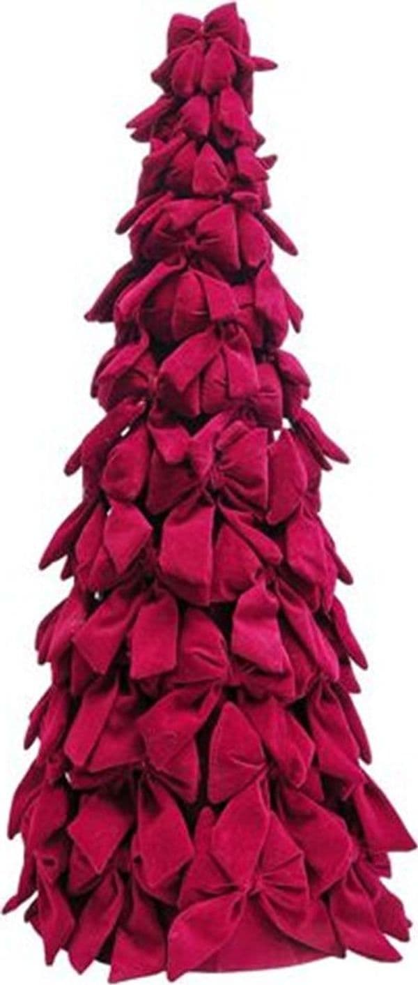 ALBERO DI NATALE DI FIOCCHI DECORATIVO 85CM ORNAMENTO NATALIZIO DA APPOGGIO AUTOPORTANTE - 3