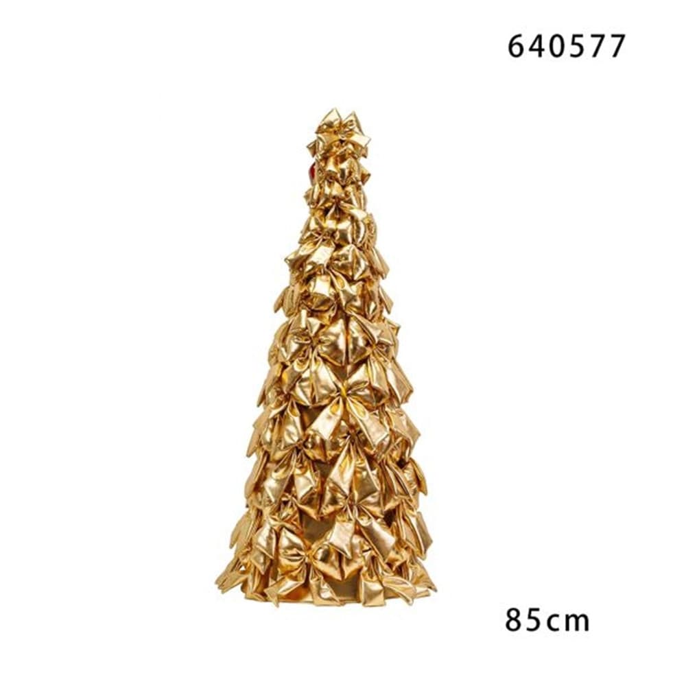 ALBERO DI NATALE DI FIOCCHI DECORATIVO 85CM ORNAMENTO NATALIZIO DA APPOGGIO AUTOPORTANTE - 4