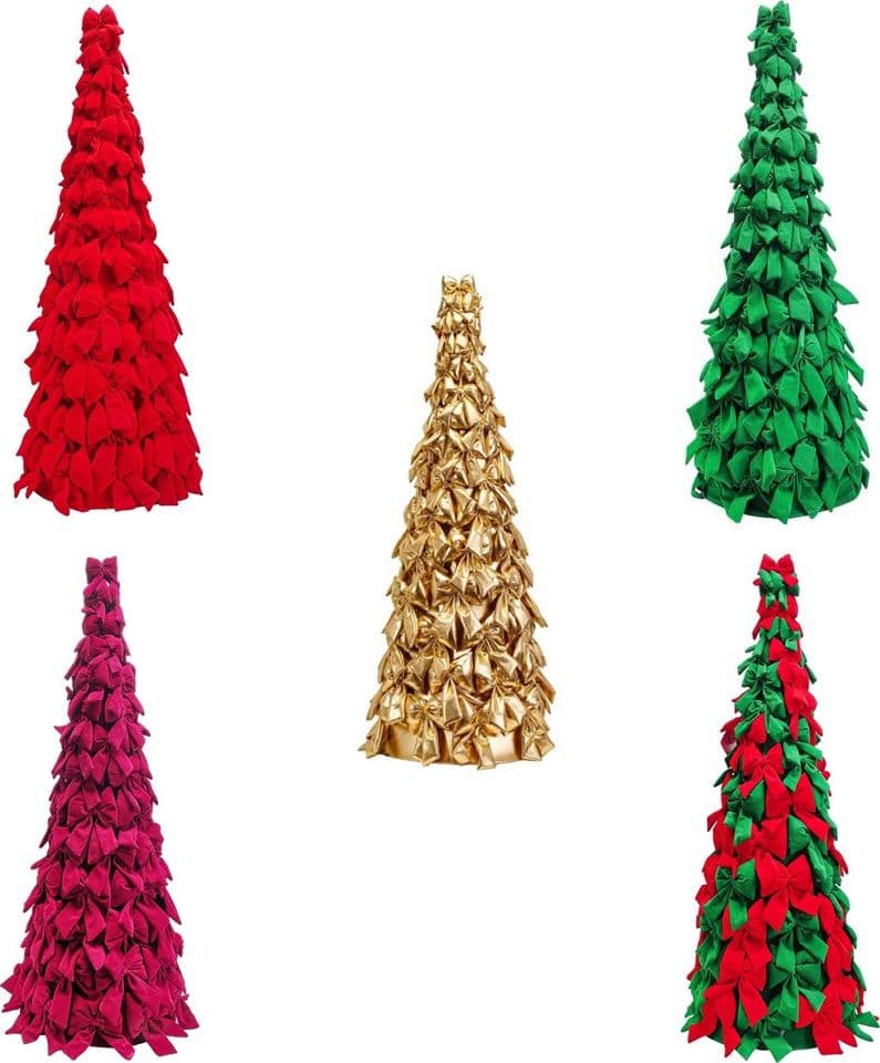 ALBERO DI NATALE DI FIOCCHI DECORATIVO 105CM ORNAMENTO NATALIZIO DA APPOGGIO AUTOPORTANTE - 1