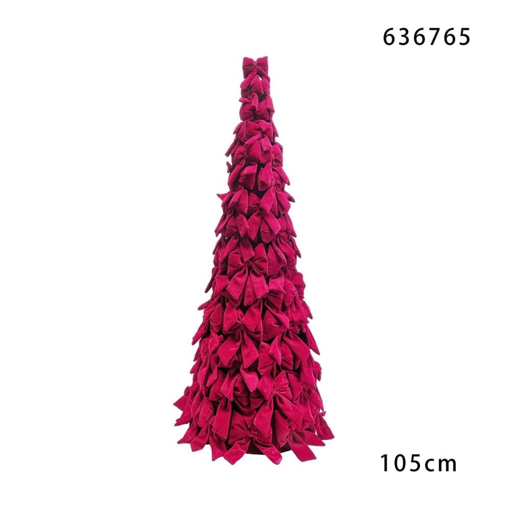 ALBERO DI NATALE DI FIOCCHI DECORATIVO 105CM ORNAMENTO NATALIZIO DA APPOGGIO AUTOPORTANTE - 2