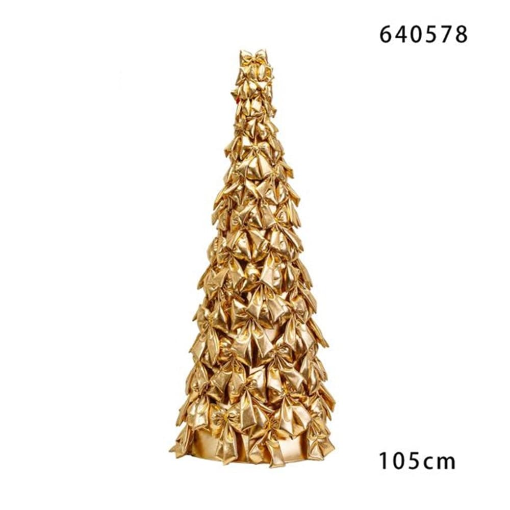 ALBERO DI NATALE DI FIOCCHI DECORATIVO 105CM ORNAMENTO NATALIZIO DA APPOGGIO AUTOPORTANTE - 4