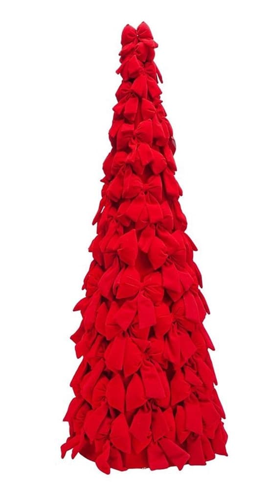 ALBERO DI NATALE DI FIOCCHI DECORATIVO 105CM ORNAMENTO NATALIZIO DA APPOGGIO AUTOPORTANTE - 7