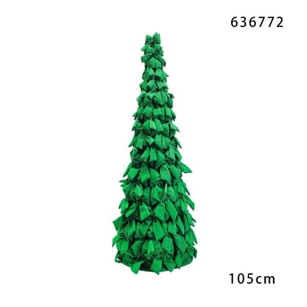 ALBERO DI NATALE DI FIOCCHI DECORATIVO 105CM ORNAMENTO NATALIZIO DA APPOGGIO AUTOPORTANTE - 8