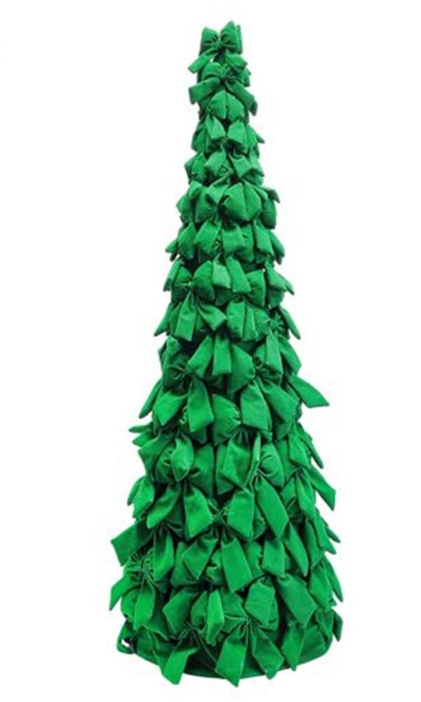 ALBERO DI NATALE DI FIOCCHI DECORATIVO 105CM ORNAMENTO NATALIZIO DA APPOGGIO AUTOPORTANTE - 9