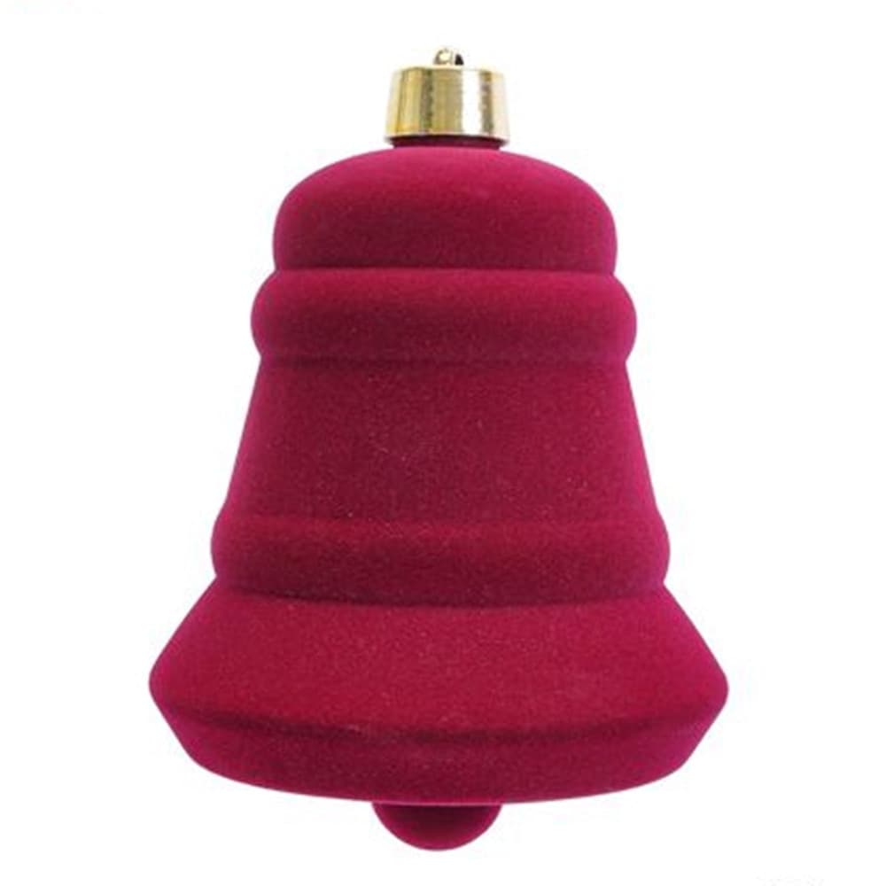 CAMPANA NATALIZIA 23CM FLOCCATA CON GANCIO DORATO APPENDINO ORNAMENTO DECORAZIONE FESTE - 3