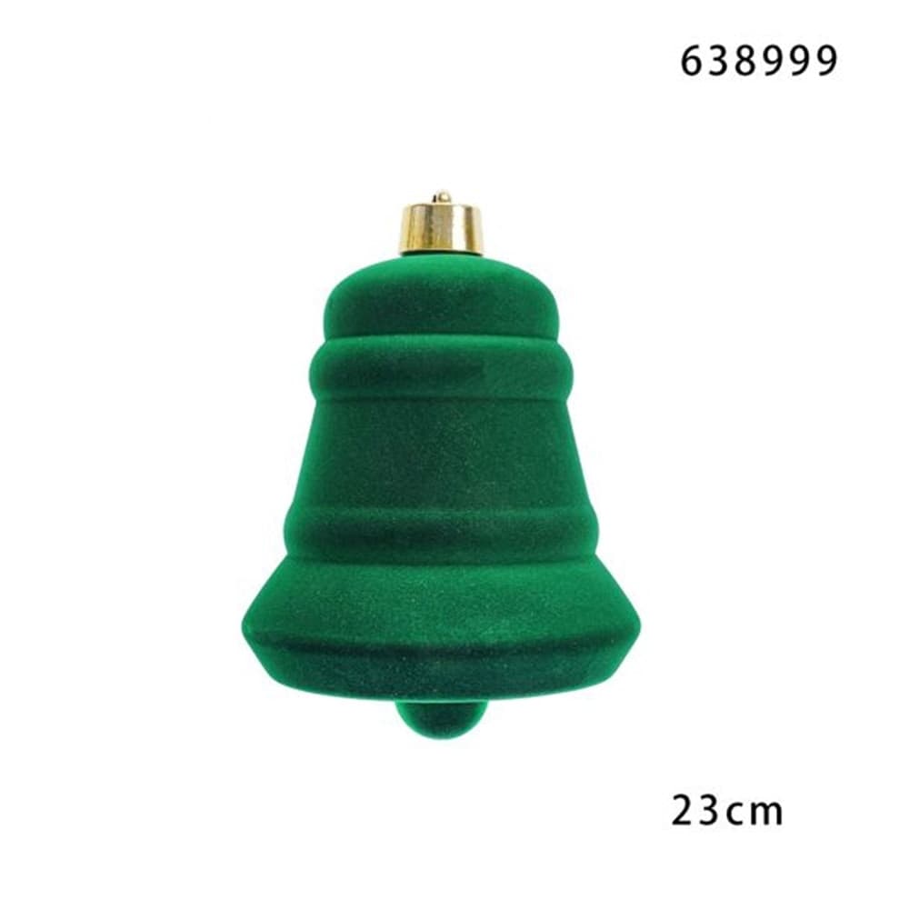 CAMPANA NATALIZIA 23CM FLOCCATA CON GANCIO DORATO APPENDINO ORNAMENTO DECORAZIONE FESTE - 4