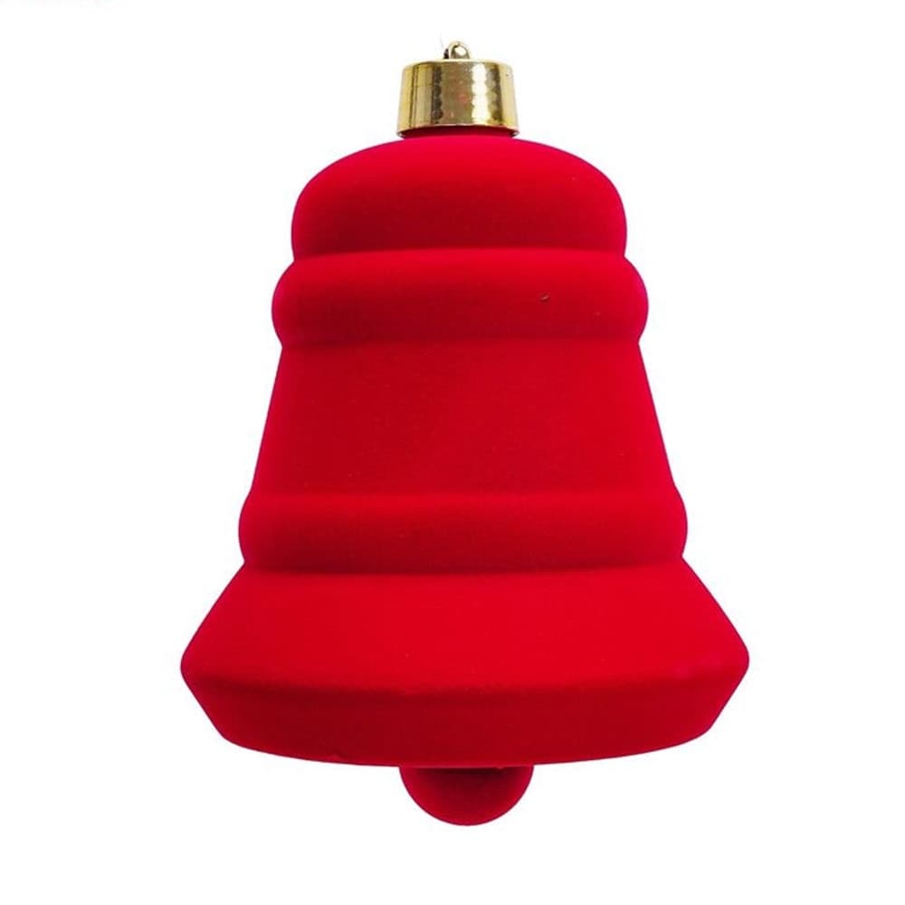 CAMPANA NATALIZIA 23CM FLOCCATA CON GANCIO DORATO APPENDINO ORNAMENTO DECORAZIONE FESTE - 7