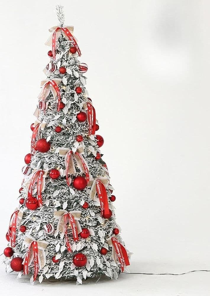 ALBERO DI NATALE INNEVATO RETRATTILE PIEGHEVOLE 210CM CON 300 LUCI DECORAZIONI CASA 641184 - 3