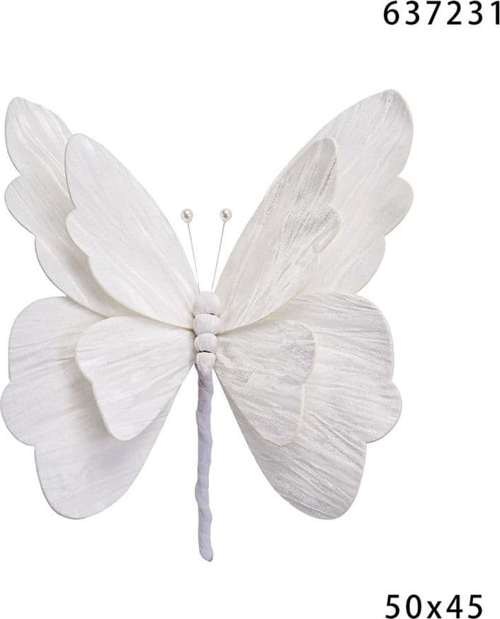 RAMETTO DECORATIVO NATALIZIO A FORMA DI FARFALLA PICCOLO IN VELLUTO CON PIEGHE ONDULATE - 5