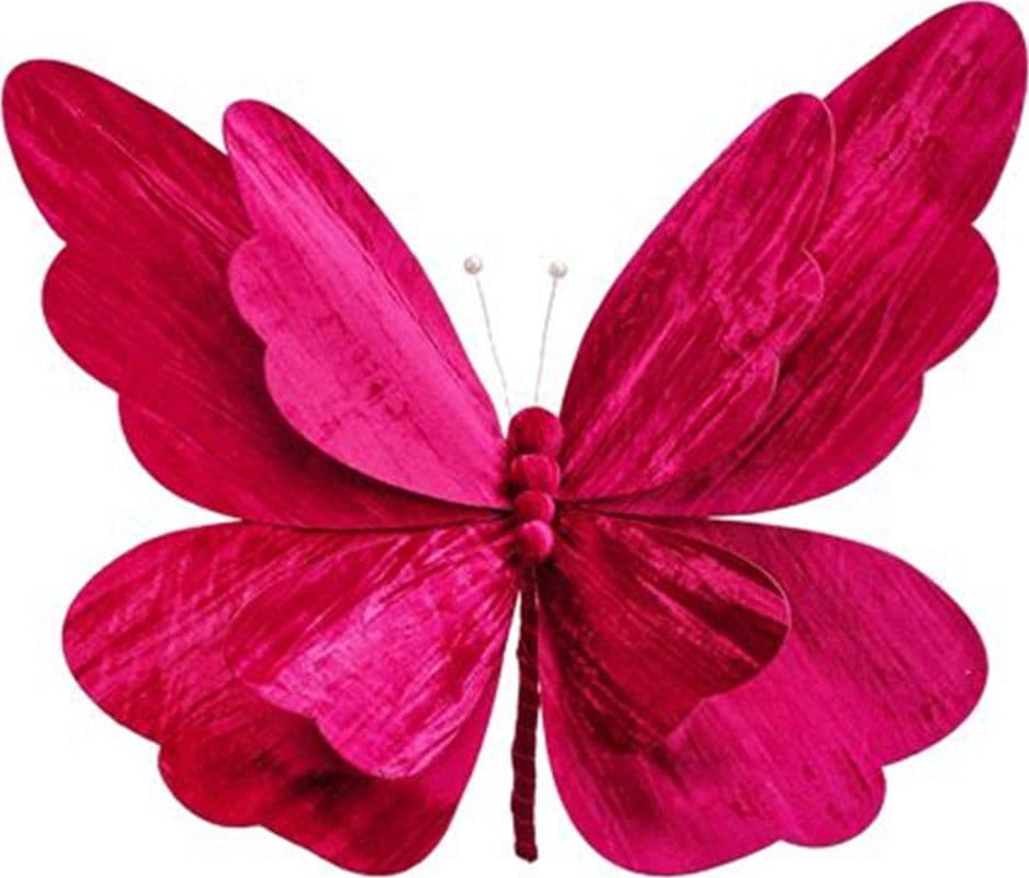 RAMETTO DECORATIVO NATALIZIO A FORMA DI FARFALLA MEDIO IN VELLUTO CON PIEGHE ONDULATE - 2