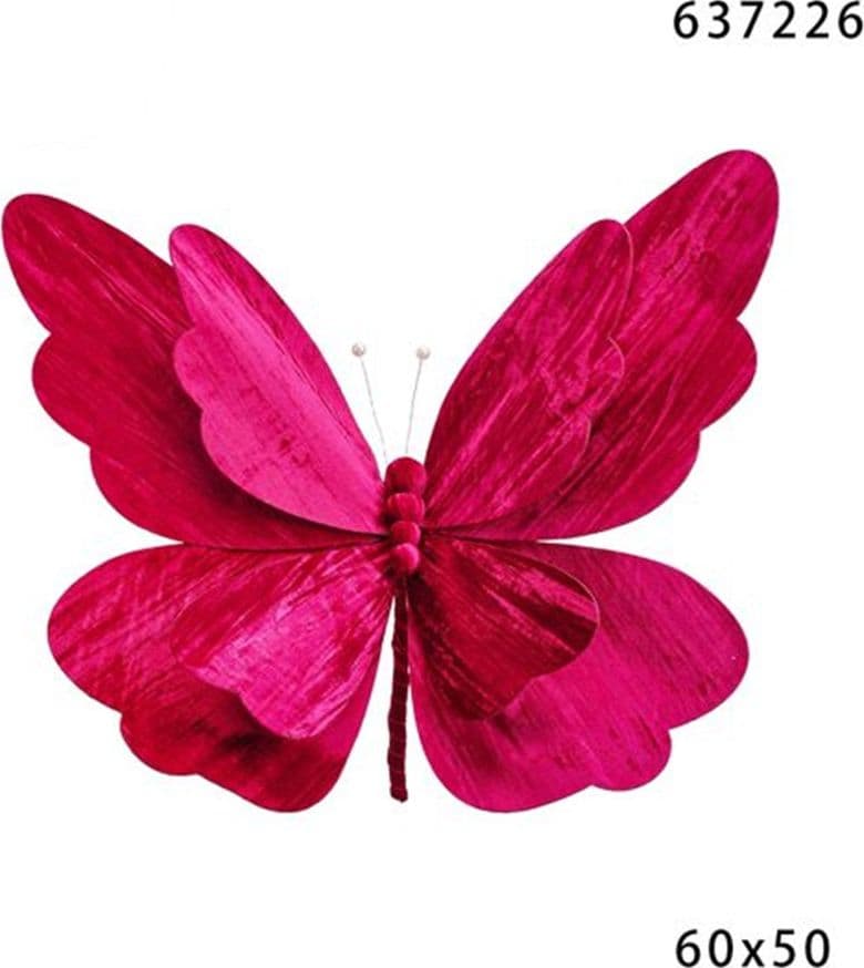 RAMETTO DECORATIVO NATALIZIO A FORMA DI FARFALLA MEDIO IN VELLUTO CON PIEGHE ONDULATE - 3