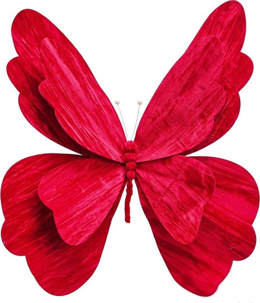 RAMETTO DECORATIVO NATALIZIO A FORMA DI FARFALLA GRANDE IN VELLUTO CON PIEGHE ONDULATE - 6