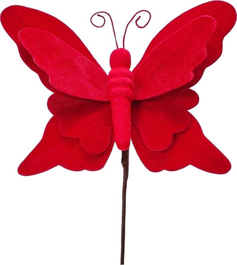 RAMETTO DECORATIVO NATALIZIO A FARFALLA IN TESSUTO FLOCCATO 24X17 CM ORNAMENTO PER FESTE - 2