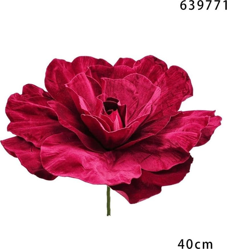 ROSA ARTIFICIALE DECORATIVA 40CM ORNAMENTO FLOREALE CON STELO CENTROTAVOLA GHIRLANDE FESTE - 5