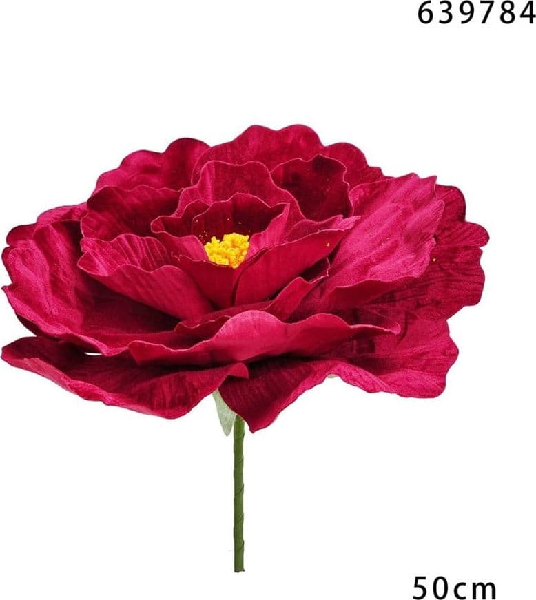 FIORE PEONIA ARTIFICIALE DECORATIVA 50CM CON STELO ORNAMENTO CENTROTAVOLA FESTE GHIRLANDE - 5